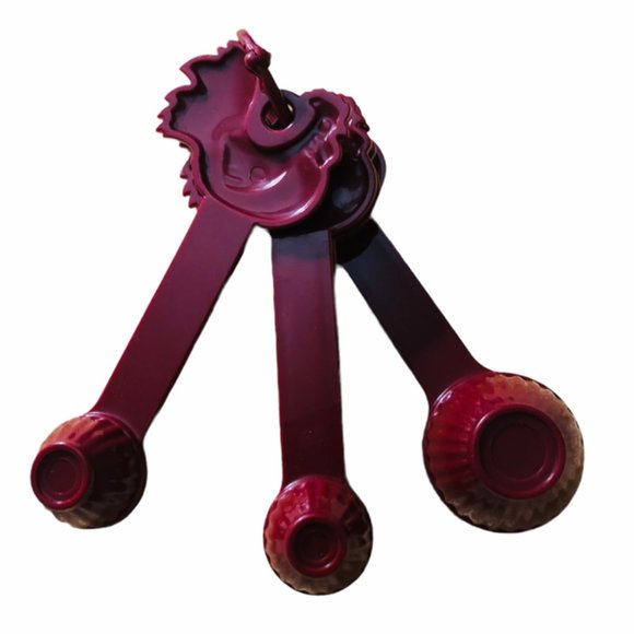 Set 5 Maroon Nesting Chicken Measuring Spoons - Picture 3 of 4